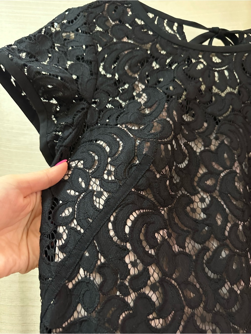 LOFT Black Lace Sheath Dress Petite 0P Fully Lined Cocktail Dress NWT - Picture 2 of 10